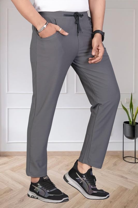 Image of HOODMASTER Men's Polyester Blend Track Pant with Drawstring Classic Style Regular Fit Solid Pattern and Standard Length | Mens Casual Daily Use Track Pants | Soft Fabric Modern Casual Track Pant