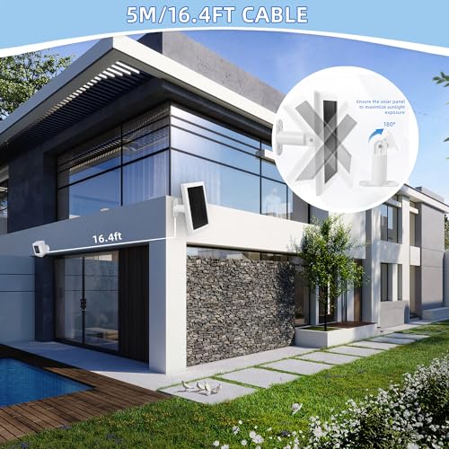 Cargador de panel solar para batería de cámara Ring blanco con cable de 5m en pack de 2 unidades 5