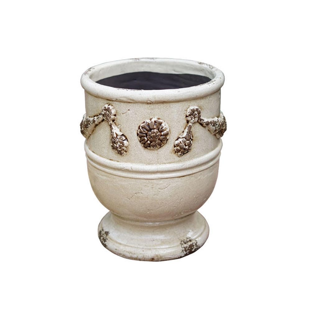 SWENEEN Ceramic Plant Pot For Plants,Succulent Planter With Embossed Design,Vintage Stoneware Flowerpots,Large Outdoor Flower Pots,Decorative Orchid Houseplant Pot Indoor Out,