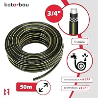 KOTARBAU® Gartenschlauch 3/4 Zoll - 50 m - Wasserschlauch 4-lagig - Bewässerungsschlauch - Flexibel & Langlebig - Verstärkter Schlauch für Garten - PVC - Schwarz + Gelb – Ansicht 4
