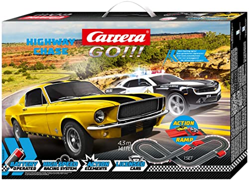 Image of Carrera 63519 Police Battery Operated 1:43 Scale Slot Car Racing Track Set with Jump Ramp