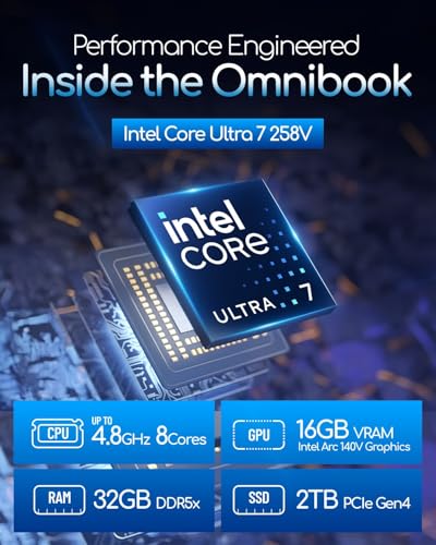 Image of HP OmniBook 7 Flip 16 2-in-1 Copilot+ Laptop - Intel Ultra 7 258V(47 NPU Tops) - 16 inch 3K OLED Touchscreen - Wi-Fi7, 5MP IR Camera, Backlit KB, w /Accessory - Win 11 Pro (32GB DDR5 | 2TB SSD)