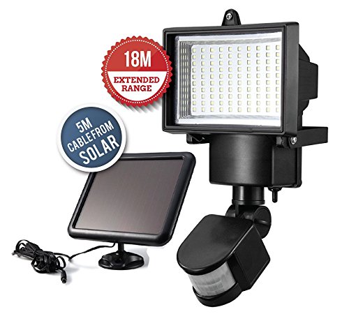 Bu-Ko Lampe de sécurité solaire avec détecteur de mouvement pour jardin, patio, porte de garage Économe en énergie, facile à installer et étanche, 100w, E10 100.00W