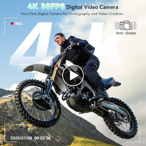 Image of 4K Digital Camera for Photography,64MP Vlogging Camera for YouTube with 3 inch 180 Flip Screen,18X Digital Zoom Point and Shoot Camara with 64GB Micro SD Card (Black)