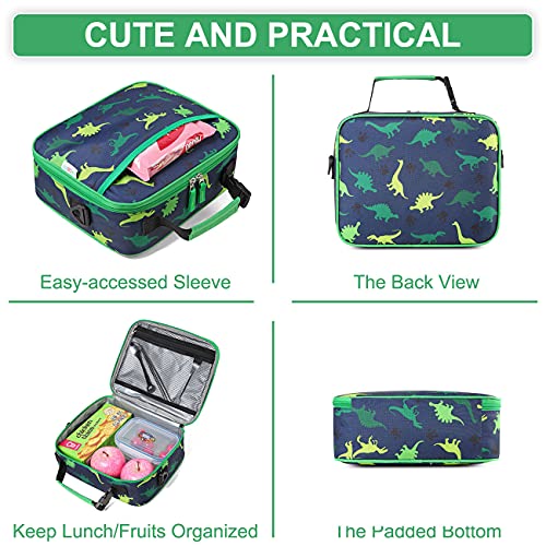 Vaschy Lunch Box Bag For Kids, Reusable Insulated Lunch Box Containers Coolers For Toddler Boys And Girls With Detachable Shoulder Strap For Daycare School Dinosaurs #TOP4