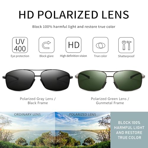 Image of SUNGAIT UV protection Ultra Lightweight Rectangular Polarized Sunglasses