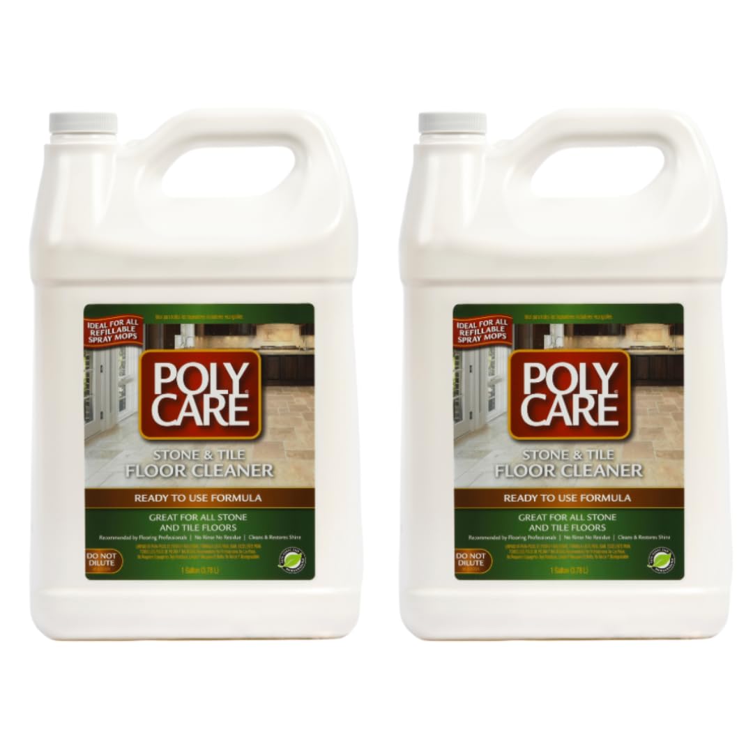 POLYCARE Stone & Tile Floor Cleaner Refill - 128 fl oz (2 Pack) - Fresh- Refill for Spray Mops and Spray Bottles - Residue-Free Floor Cleaning Solution