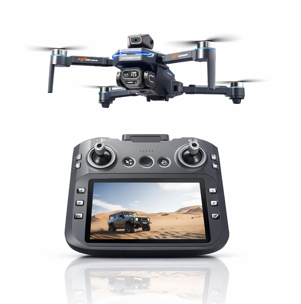 GT8 Max Drone with HD Camera for Adults Beginners, Quadcopter with 12.5CM Screen Remote Controller, Intelligent Obstacle Avoidance, Brushless Motor, 20 Min Flight Time, Long Range, One-Key Return