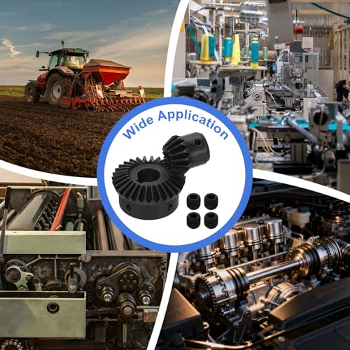 Image of uxcell 2Pcs Tapered Bevel Gears Set, 1.5 Mod 1:2 (15T /30T) Harden Steel Straight Bevel Gear, 90 Degree Steering Motor Gears, (6 /14mm Shaft Hole with Keyway)