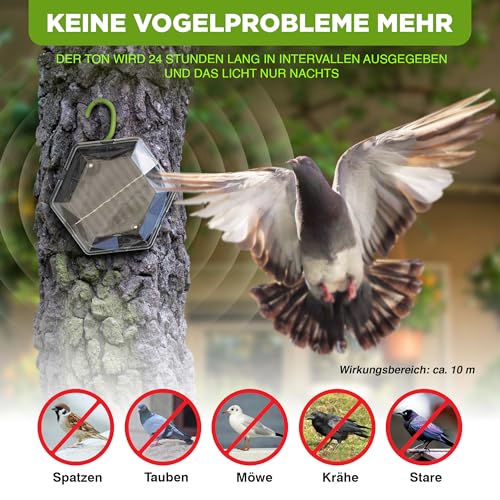 ISOTRONIC® Ultrasonic Solar Bird Repeller device, portable Bird Deterrent, Pigeon Scarer - Pack of 1 Pcs.