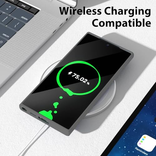 Image of DIZORO Microfiber Candy Case Compatible for Samsung S24 Ultra Smooth Touch Cushion Liquid Soft Silicone Gel Rubber Phone Cases Non-Slip Full Body Shockproof Back Cover (New Dark Gr)
