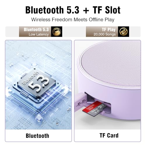 Image of INSMY Portable IPX7 Waterproof Bluetooth Speaker, Wireless Outdoor Speaker Shower Speaker, with HD Sound, Support TF Card, Suction Cup, 12H Playtime, for Kayaking, Boating, Hiking (Purple)