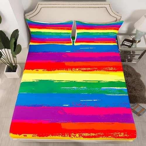 Protector Colchon 135 Amarillo Verde A Rayas Cubre Colchon Microfibra Bed Sheets Transpirable Sabanas Bajeras 135 Ajustable Sabana Bajera Microfibra Juego de Sabanas 30cm Profundidad