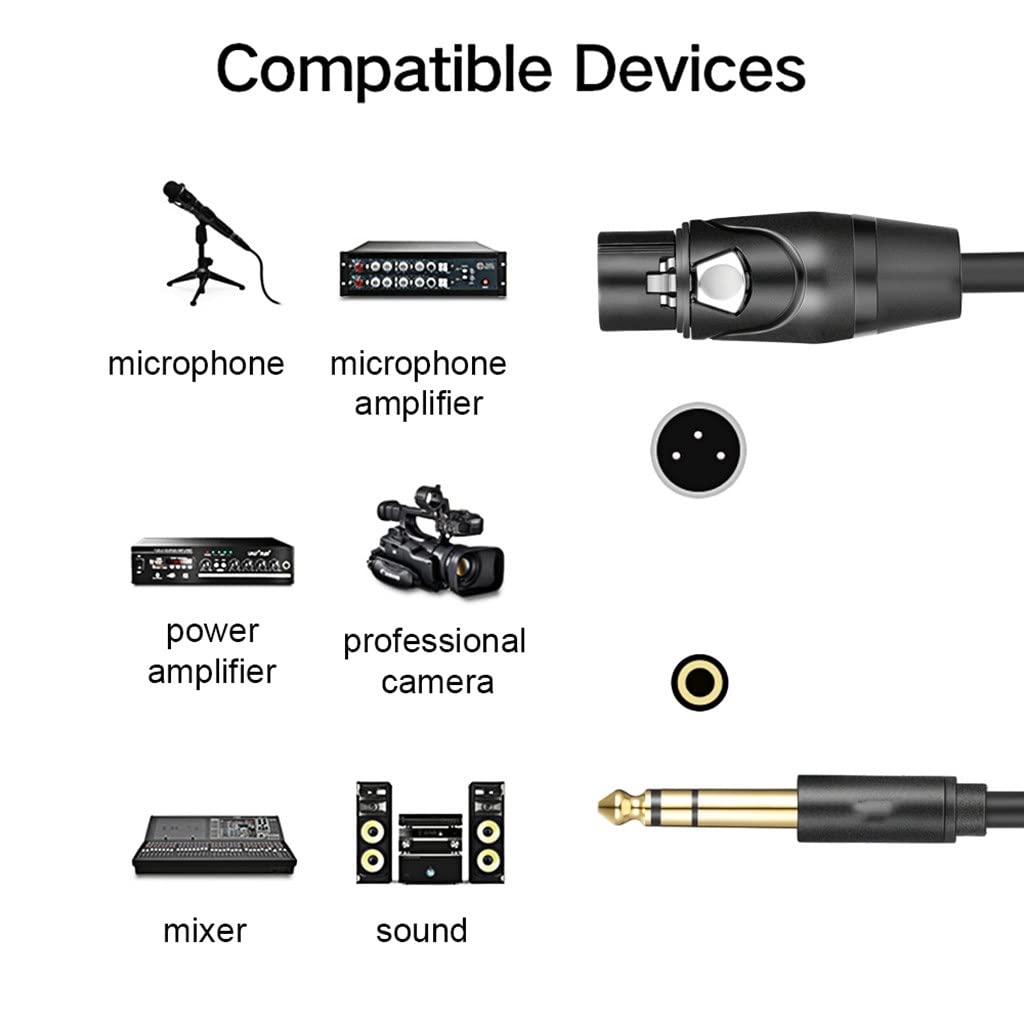 Kabel audio, kabel instrumentalny, kabel XLR do gniazda mikrofonowego Jack Lead Aux TRS 6,35 mm/6,5 mm męski przewód żeński mikser gitarowy wzmacniacz stereo (kolor: jak pokazano, rozmiar: jeden rozmi