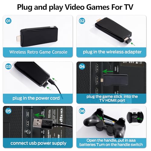 Retro Game Console, Wireless Retro Console, Plug & Play Video TV with 25000+ Built-in, 4K HDMI Output, and 2.4GHz Wireless Controller, 9 Classic Emulators