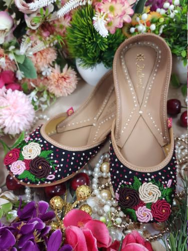 Image of Fulkari Women's Moonshine Multicolored Genuine Soft Leather Juttis | Bite and Pinch Free Jutis | Punjabi Jutti For Ladies | Wedding Flat Stylish Mojari | Bridal Ethnic Flats For Girls |
