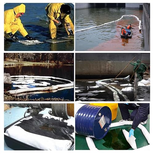 Image of XIFENG Oil-Only Spill Kit Absorbing Spills Oil Absorbent Pads Oil Absorbent Socks Pillows 11.6 Gallon of Oils Petroleum Products for Industrial Automotive Vehicle Aid Spills (Color:only Oil)