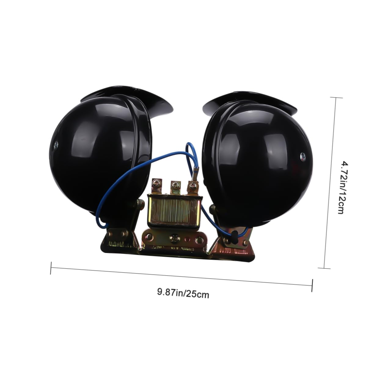 ULTECHNOVO Türkenhorn 12v Autohupe 2 Stück Elektrisches Zweiklanghorn aus Kupfer Schwarz Starke Signalwirkung für Auto und Lkw