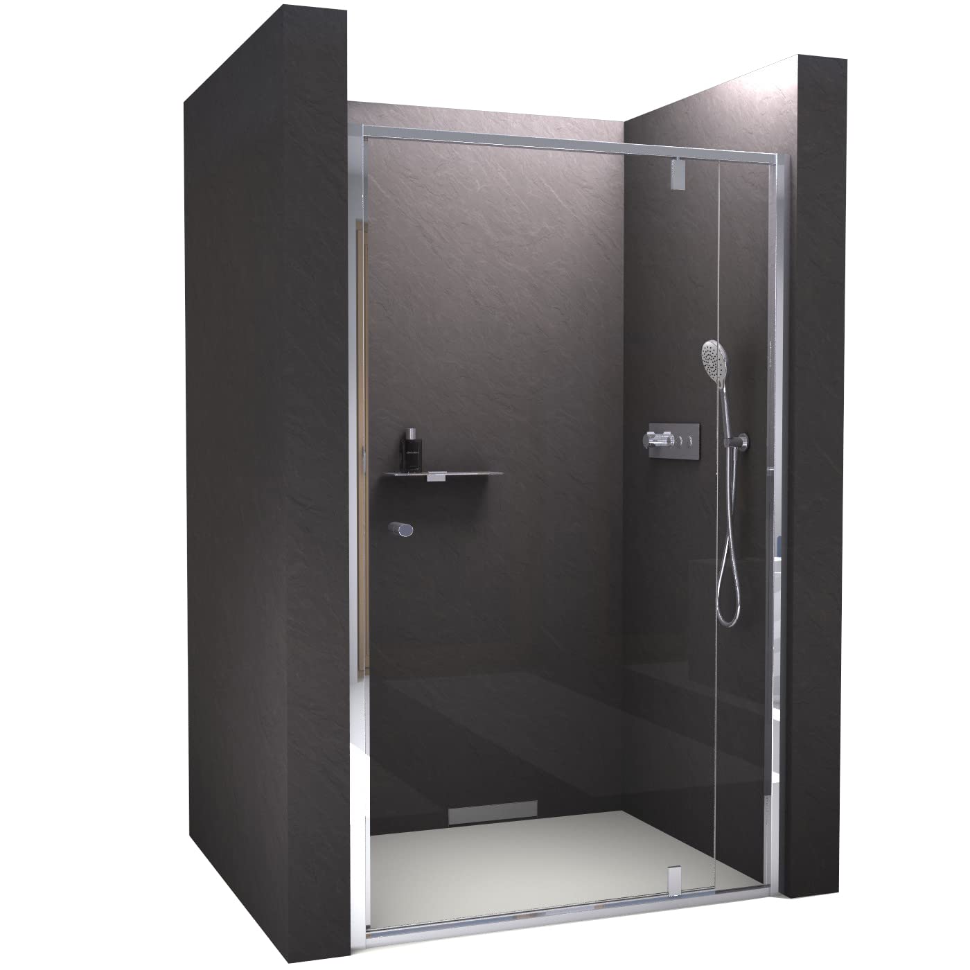 BERNSTEIN Prysznic niszowy z drzwiami obrotowymi NT606 Flex drzwi obrotowe niszowe 120x195cm prysznic wykonany z hartowanego szkła bezpiecznego o grubości 6 mm z powłoką NANO