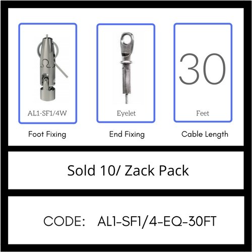 GRIPPLE Angel Swivel with an Eyelet End Fixing *30FT Cable Length (AL1-SF1/4W-EYQG-30FT) Pack of 10, USA Made