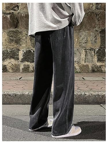 GORGLITTER Men's Baggy Jeans Y2K Wide Leg Skater Denim Pants Loose Fit Long Trousers Streetwear3
