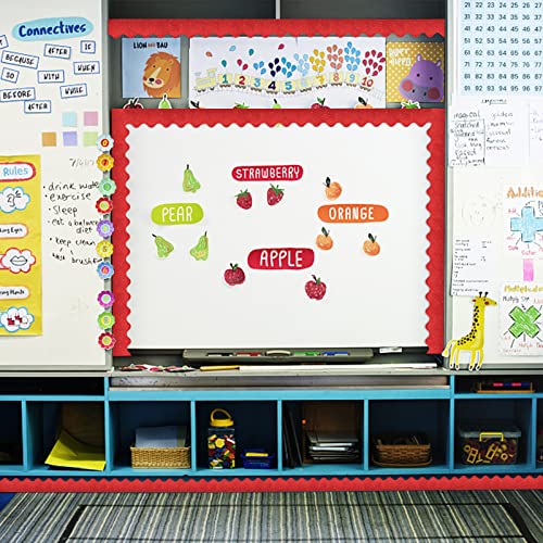 65Ft Border Trim Bulletin Borders Stickers, Shine Glitter Scalloped Bulletin Chalkboard Decor, Bulletin Board Trim Poster Borders Classroom Decoration Strips For School Classroom Party (Red) #TOP5
