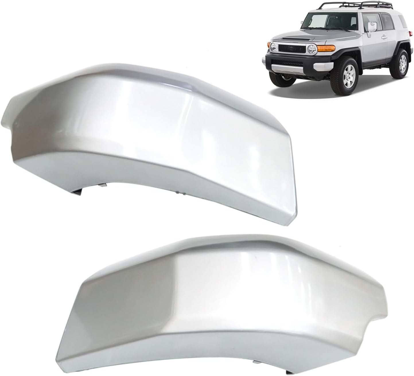 compatible with fj cruiser 2007-2014 silver/black lh+rh rear bumper end cap pair (silver,pair) silver pair 1- pack