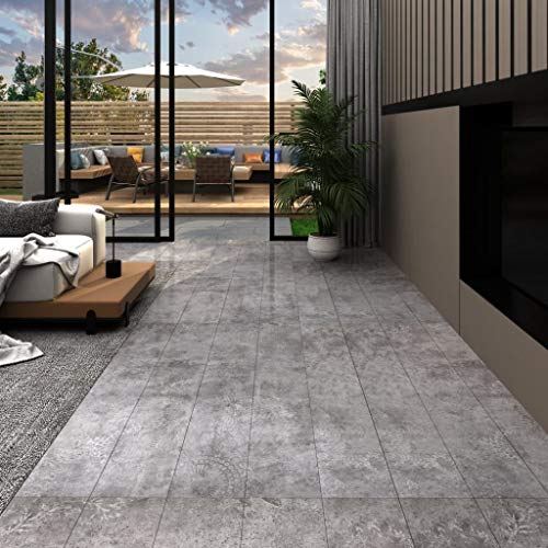 UnfadeMemory Suelo de Vinilo Autoadhesivo para el Suelo,Decorativo para Cocinas Baños Salones,Resistente y Antideslizante,5,02m²,36 uds (Gris Hormigón)