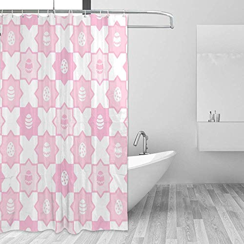 Rideau de douche en polyester mosaïque rose blanc Chehongg 66x183 cm