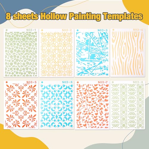 Funria Gel Printing Plate Kit with 8" X 10" Reusable Gel Printing Plate, Printing Paper, Baren, Stencils, Rubber Roller, Crafts Printmaking Supplies for Mixed Media Art Monoprinting Card Making - Image 6