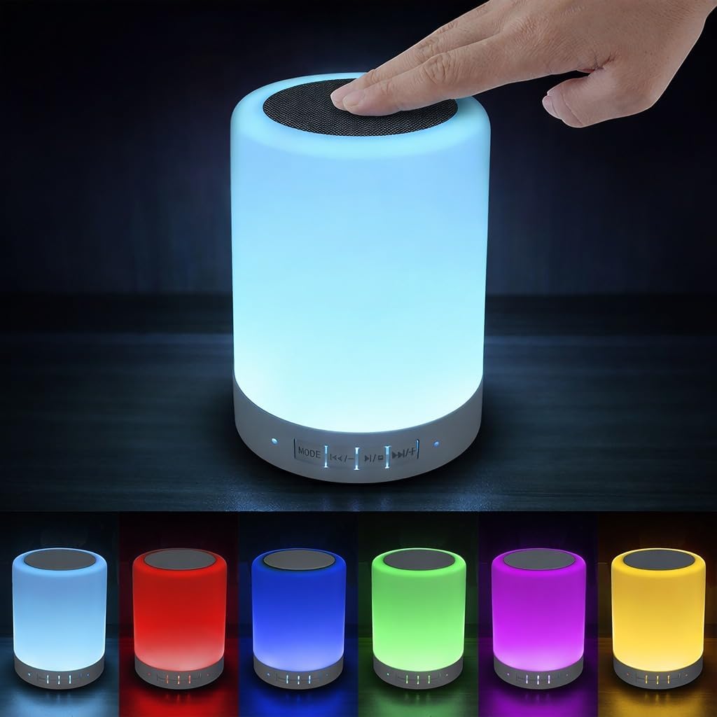 SMAX Touch Bedside Lamp - with Bluetooth Speaker, Dimmable Color Night Light, Outdoor Table Lamp with Smart Touch Control, Best Gift Ideas for Men Women Teens Kids Children Sleeping Aid-image-35