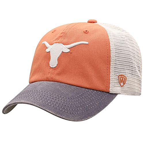 Top of the World NCAA Texas Longhorns Mens Relaxed Fit Adjustable Mesh Offroad Hat Team Color Alt Icon, Burnt Orange, OSFM