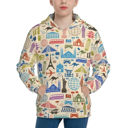 Famous Places Kid Hoodies Boys Sweatshirts Girls Pullover with Pocket