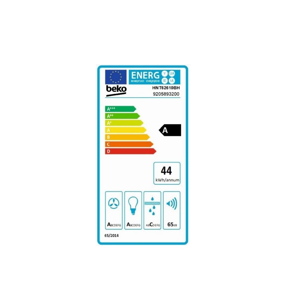 Cappa telescopica, 60 cm, 648 m³/h, colore: Nero Beko Hnt62610bh