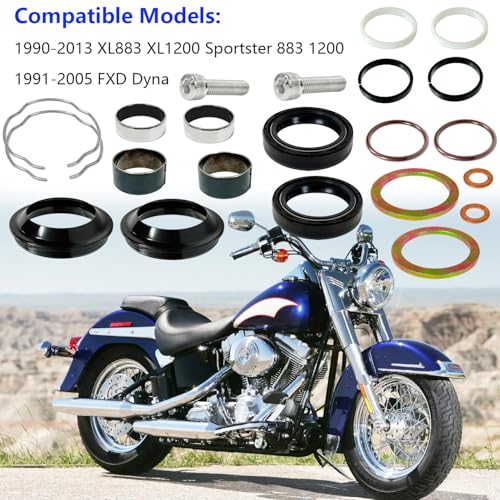 Image of 39mm Front Fork Bushing Dust Seal Fit for XL883 XL1200 Sportster 883 1200 1990-2013 FXD Dyna 1991-2005 Replaces 495607 Fork Seal Rebuild Kit