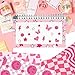 Pink Scrapbook Paper Pack, Double-Sided 24 Sheets/12 Designs Craft Paper with Pink Heart and Lightning Motifs, Cardmaking Craft Paper Pack for Greeting Cards Journals Background Borders 11.8x11.8