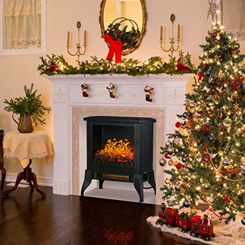 KINGSO Electric Fireplace Heater, 18 Inch Fireplace Heater with 3D Realistic Flame Effect, Indoor Electric Stove Heater, CSA Certified Overheating Safety Protection , Portable, 1400W