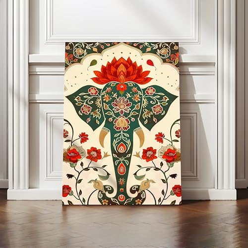 Image of Large Stretched Canvas Painting, Panel Wall Painting Elephant Stretched Luxury Paintings for Home Decoration, Living room, Bedroom and Office Decor (Pink, 16x22 Inch)
