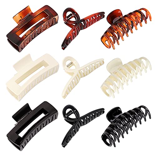 Hair Claw Clips,YARIEW 9 Pcs Big Hair Clips Large Claw Clip Hair Barrettes Hair Clip Jaw Clips Hair Claws Hair Clamps Banana Claw White Claw Black Hair Clips Hair Accessories for Women Thick Hair