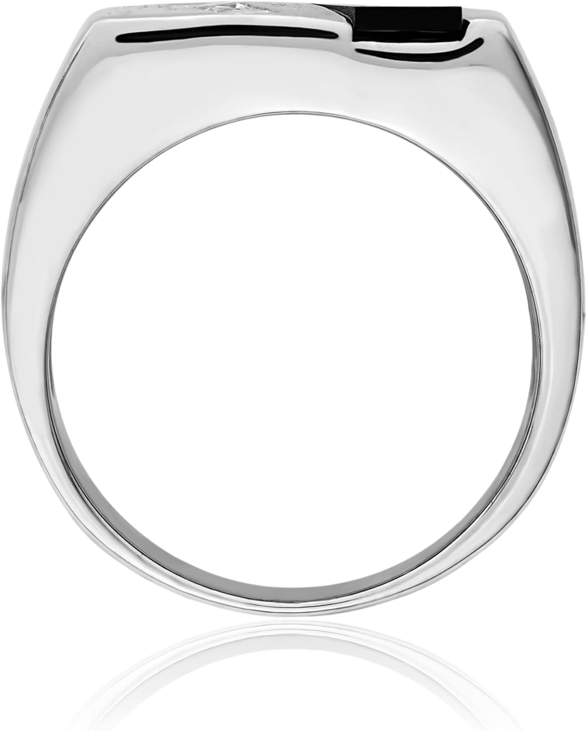 IceCarats 925 Sterling Silver Onyx Cubic Zirconia Statement Signet Ring 4.35mm Band Prong Set