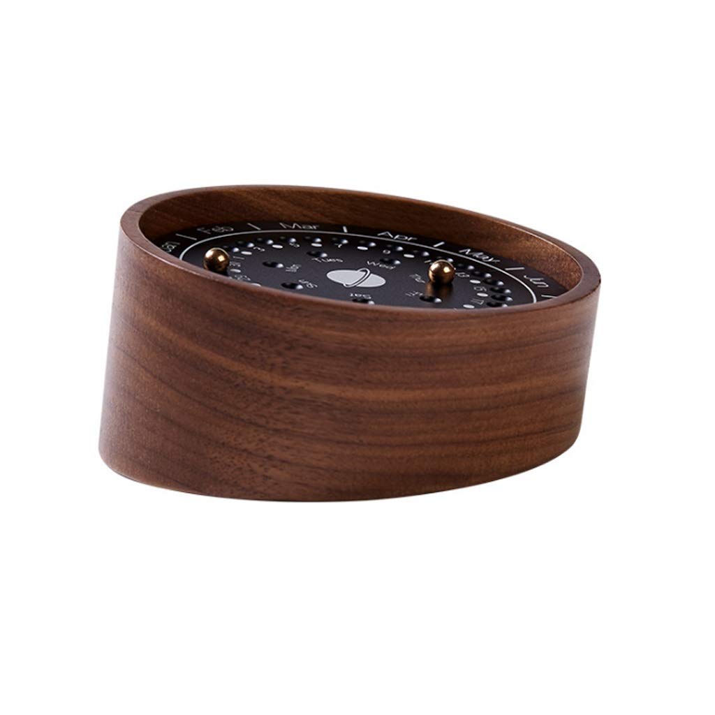 QWZ Reusable Perpetual Planetarium 2021 Calendar, Magnetic/Nut/Aluminium Alloy Wooden Planet Calendar Year Black