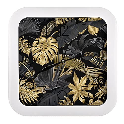 Pendule murale silencieuse feuilles d'or moderne 26x26cm - 2