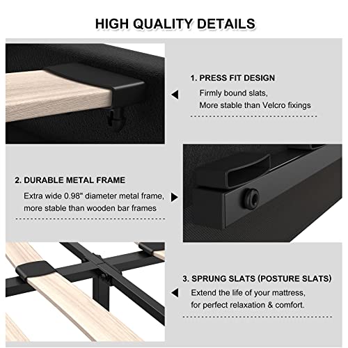 Flolinda Queen Bed Frame, Upholstered Bed Frame Queen Size With Tufted Velvet Headboard, Mattress Foundation, Strong Wood Slat Support Double Bed Frame, No Box Spring Needed, Easy Assembly,Black #TOP4