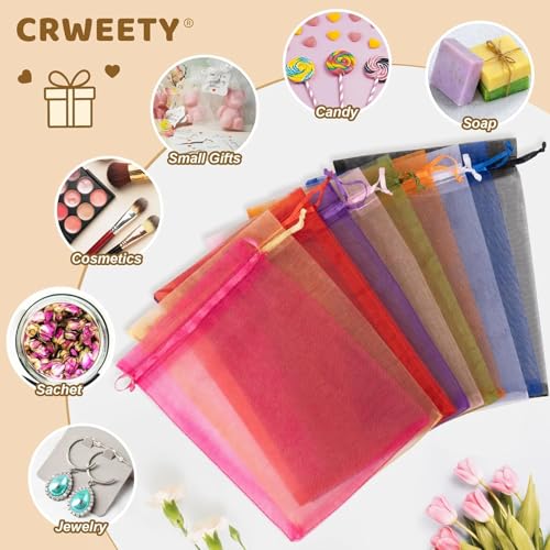 Image of Crweety Large Black Organza Bags 8x12 Inch 50 Pcs, Small Mesh Gift Bags Drawstring for Jewelry Bracelet Packaging, Premium Sheer Gift Pouch for Candy, Wedding Treat, Party Favor & Graduation Gifts