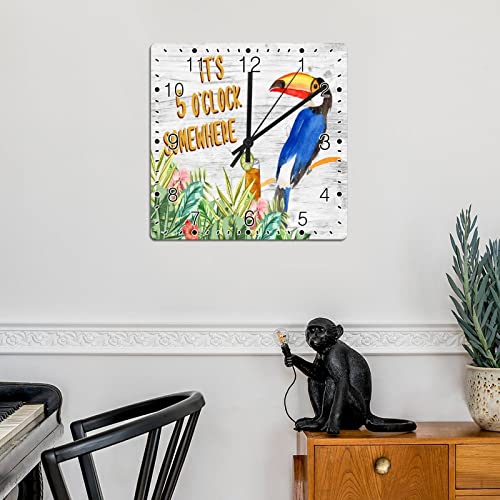 Horloge murale rustique perroquet hawaïen en bois 30cm