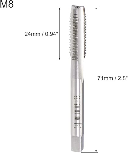 Miniatura 2 de uxcell Acero de alta velocidad de la echada H2 3 de la echada H2 del hilo 1,25 M8 del golpecito métrico de la máquina