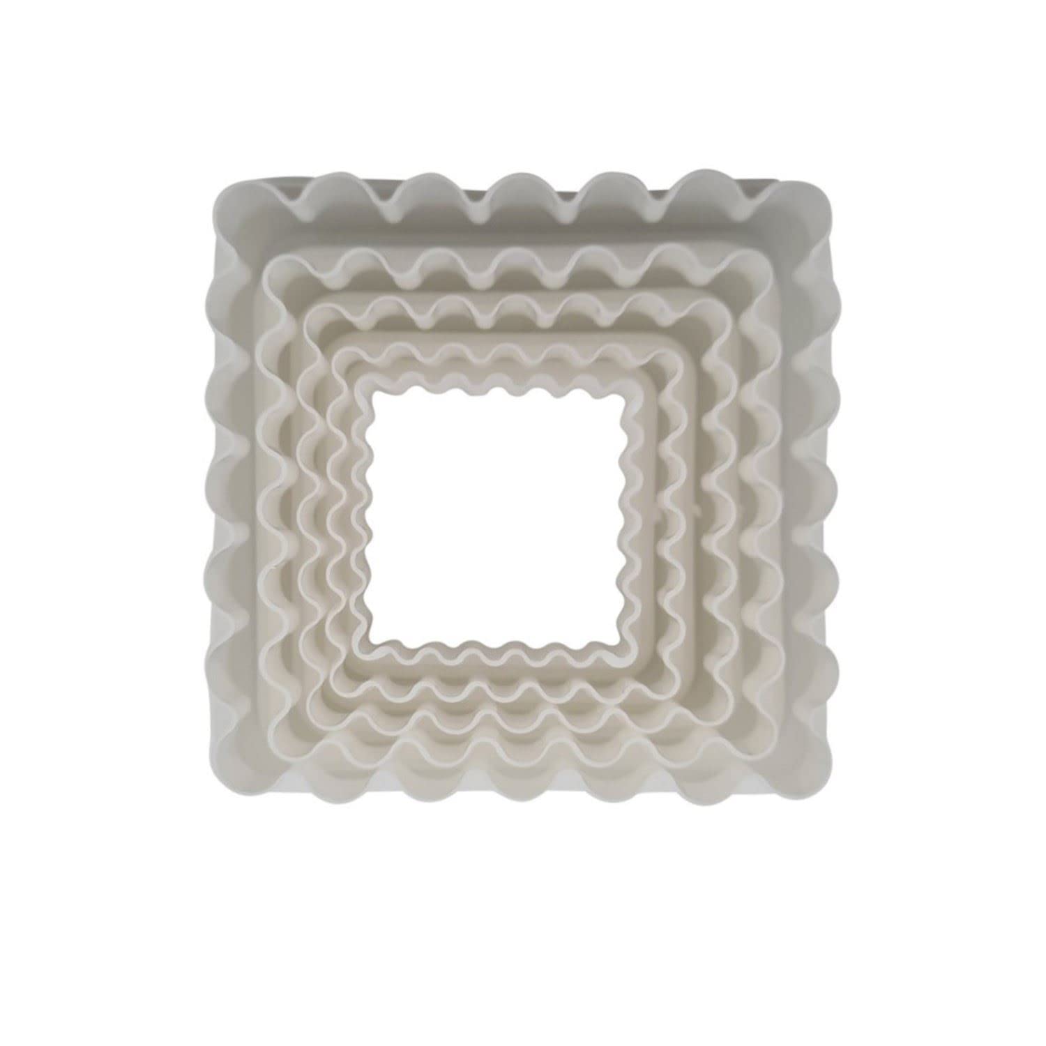 5 Reversible Square Frill & Smooth Edge Cookie/Fondant Cutters - (1 Pk) 5Pcs