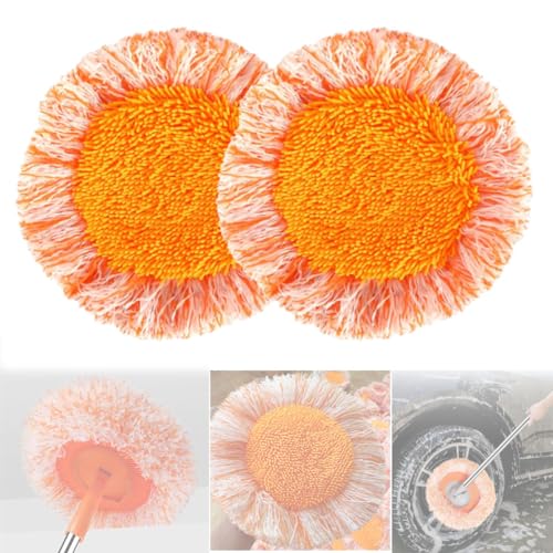Wischmopp Rund Ersatz,Reinigungsmopp 360º,Mikrofaser Mop Ersatz,Ausziehbarer Wischmopp Staubmopp Wischmopp Set für Bodenwand Auto,Decke,Wandreinigung,2 Stück