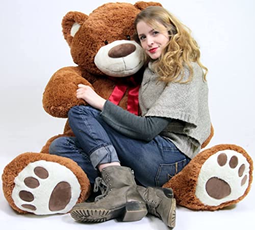 Big Plush® Giant Teddy Bear In Big Box Fully Stuffed & Ready To Hug - Huge 5-Foot Soft Plush Teddybear With Red Satin Neck Ribbon - Gigantic Stuffed Animal - Oso De Peluche- Send Bear To Show You Care #TOP6