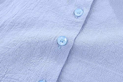 LittleSpring Girls Button Down Shirt with Peter Pan Collar Tie Bow Blouse4